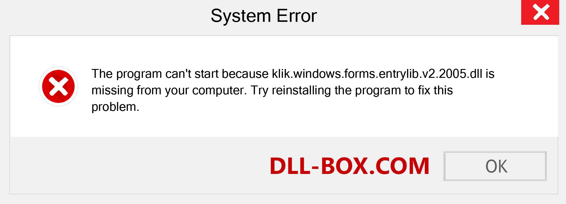  klik.windows.forms.entrylib.v2.2005.dll file is missing?. Download for Windows 7, 8, 10 - Fix  klik.windows.forms.entrylib.v2.2005 dll Missing Error on Windows, photos, images